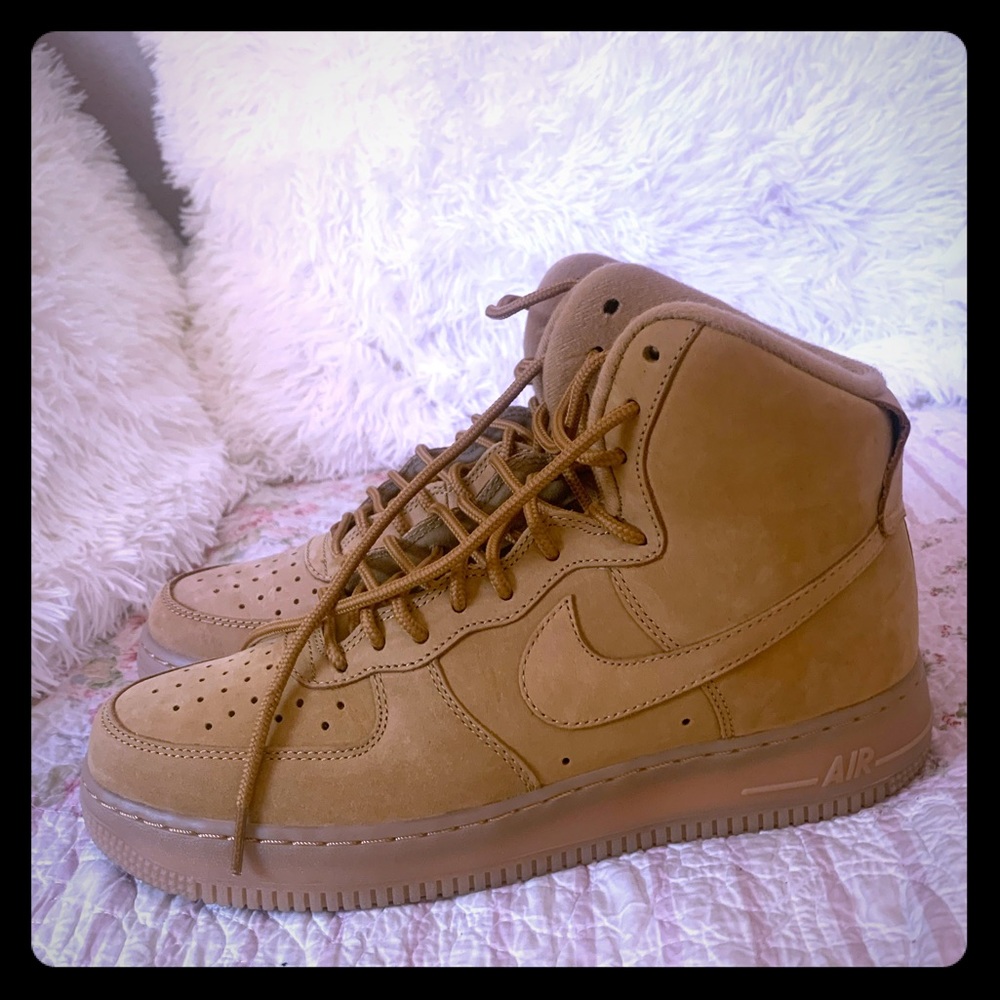 Khaki Hi-Top Nike Air Force 1s